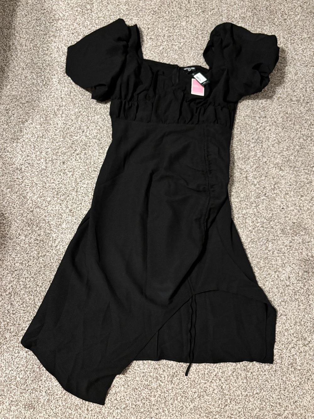 PrettyLittleThing Black Puff-Sleeve Midi Dress